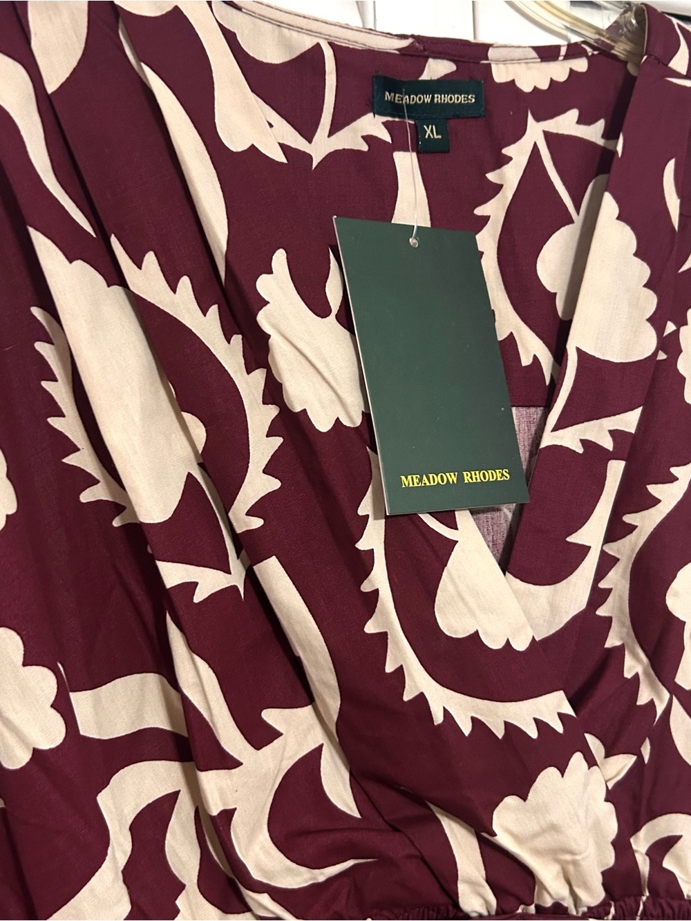 Anthropologie maxi burgundy dress smocked fall cottage romantic vintage NWT XL - Picture 7 of 10
